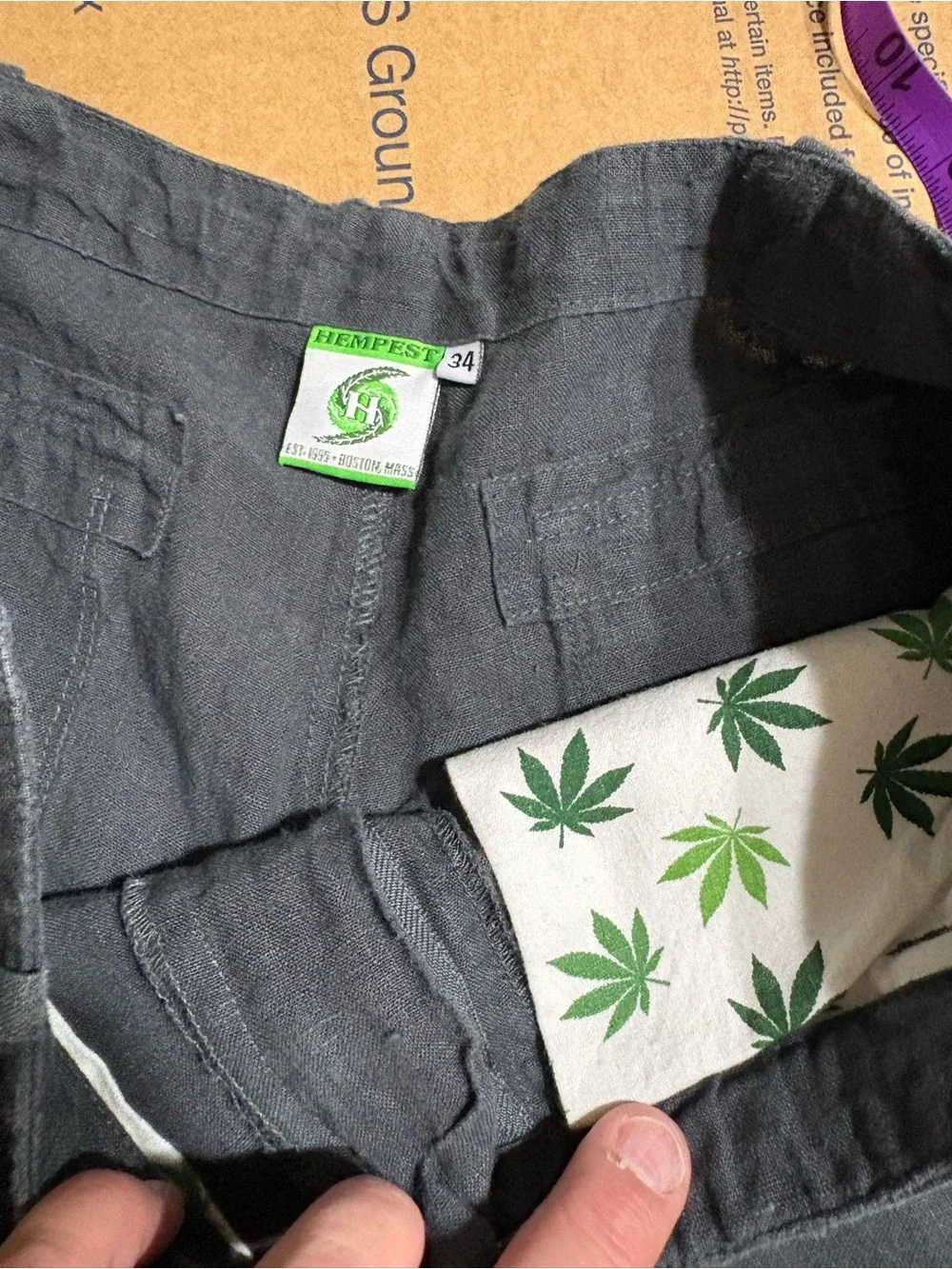 Hempfest Men's green/gray Linen-Blend Chino drawstring Pants hemp material